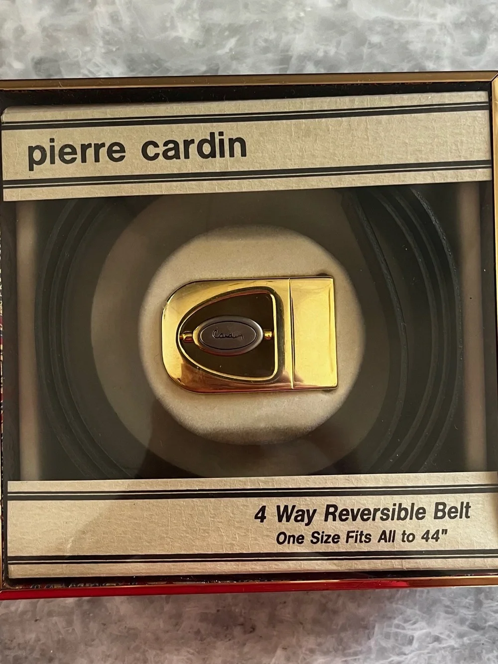 Vintage Pierre Cardin Reversible Men's Belt with Gold Buckle and Black Strap